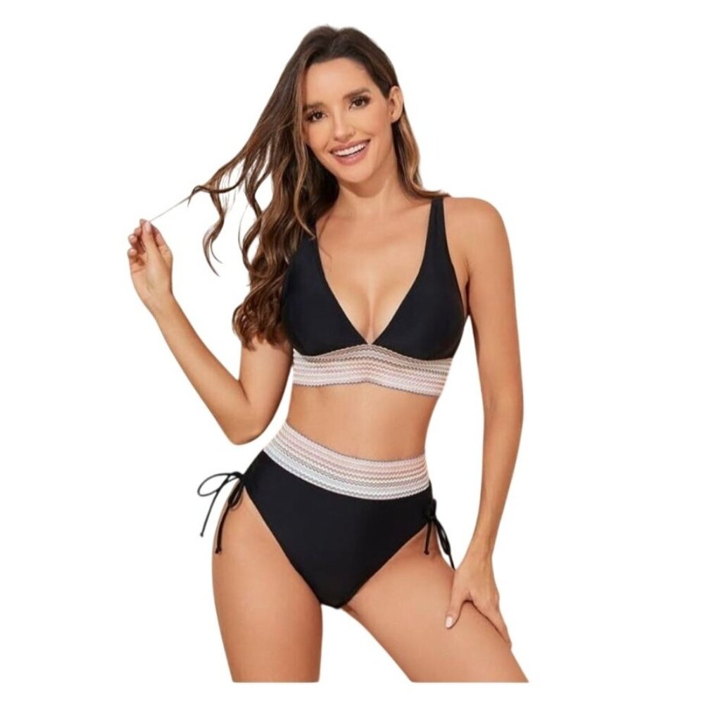 Blooming Jelly Womens Two Piece Bikini Set Tummy Control High Waisted Size Med